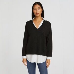 Brochu Walker The Looker Layered V-Neck Wool and Cashmere Sweater Sz M🧡